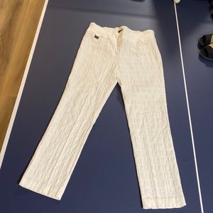 Lisette L tone on tone white pull on pant. 25” inseam, high waisted